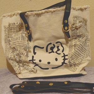 Hello Kitty Beige and Black Tote with Gold Details